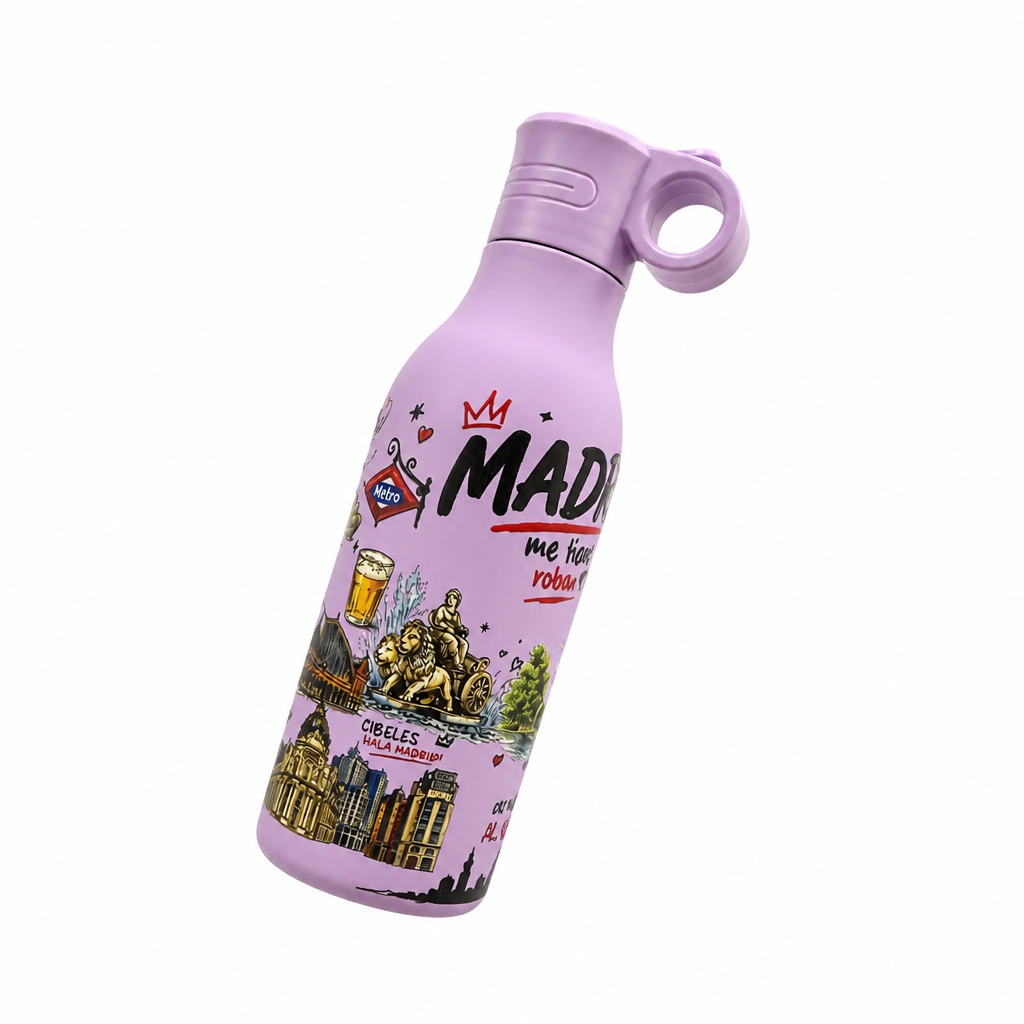 Botella térmica Madrid lila vista completa