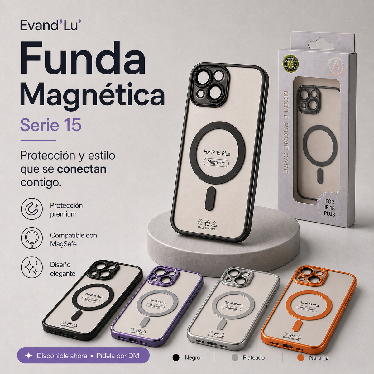 Funda Magnética Serie 15 Plus – Negro